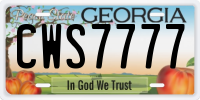 GA license plate CWS7777