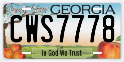GA license plate CWS7778