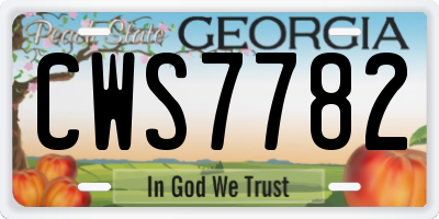 GA license plate CWS7782