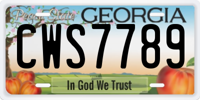 GA license plate CWS7789