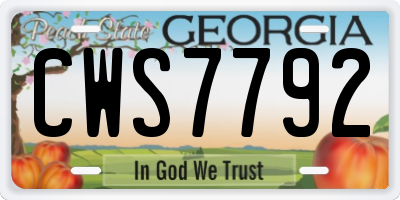 GA license plate CWS7792