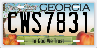 GA license plate CWS7831