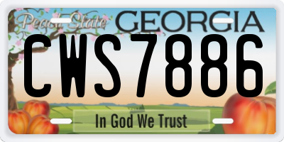 GA license plate CWS7886