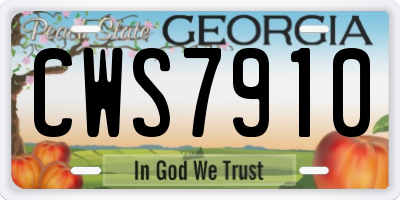 GA license plate CWS7910