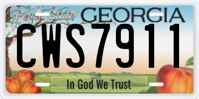GA license plate CWS7911