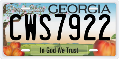 GA license plate CWS7922