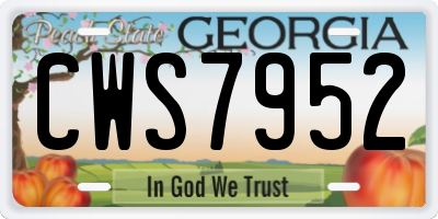 GA license plate CWS7952