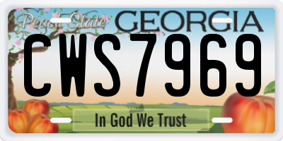 GA license plate CWS7969