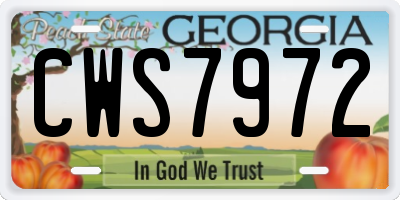 GA license plate CWS7972