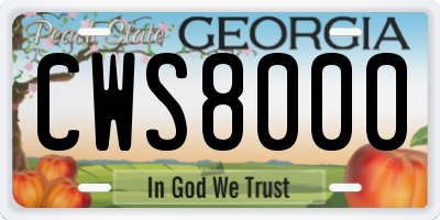 GA license plate CWS8000