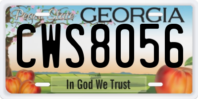 GA license plate CWS8056