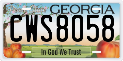 GA license plate CWS8058