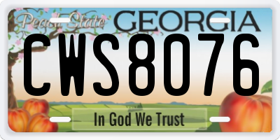 GA license plate CWS8076