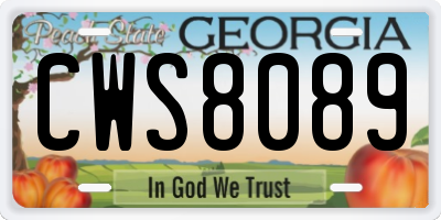 GA license plate CWS8089