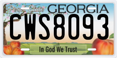 GA license plate CWS8093