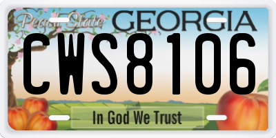 GA license plate CWS8106