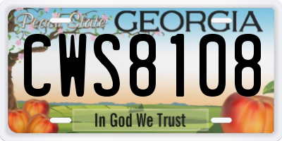 GA license plate CWS8108