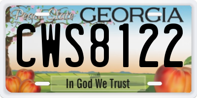 GA license plate CWS8122