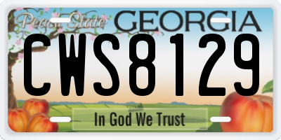 GA license plate CWS8129