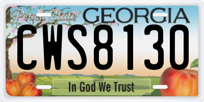 GA license plate CWS8130