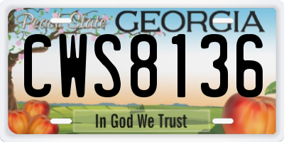 GA license plate CWS8136