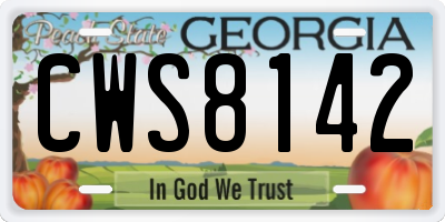 GA license plate CWS8142