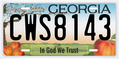 GA license plate CWS8143
