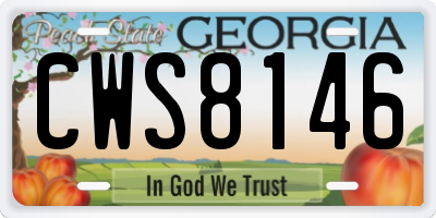 GA license plate CWS8146