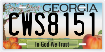 GA license plate CWS8151