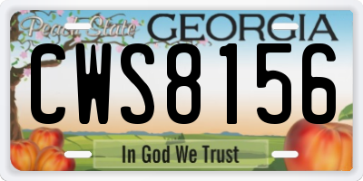 GA license plate CWS8156