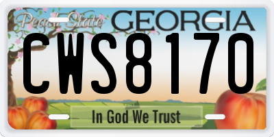 GA license plate CWS8170