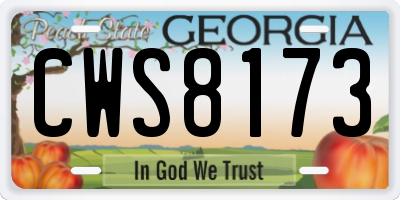 GA license plate CWS8173