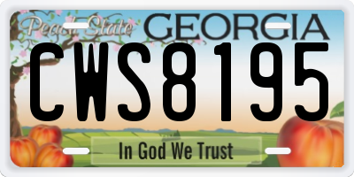 GA license plate CWS8195