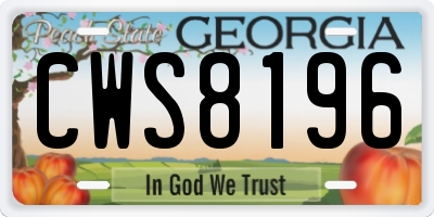 GA license plate CWS8196