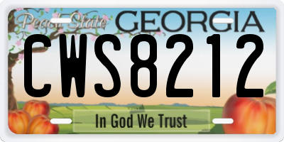 GA license plate CWS8212