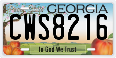 GA license plate CWS8216