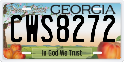 GA license plate CWS8272