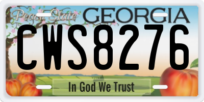 GA license plate CWS8276