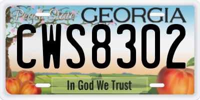 GA license plate CWS8302