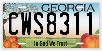GA license plate CWS8311