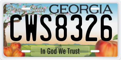 GA license plate CWS8326