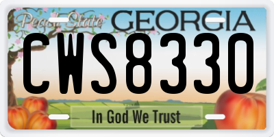 GA license plate CWS8330