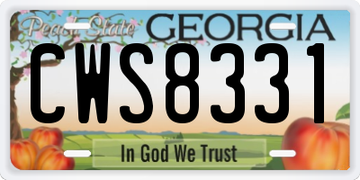 GA license plate CWS8331
