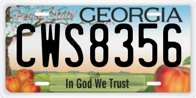GA license plate CWS8356
