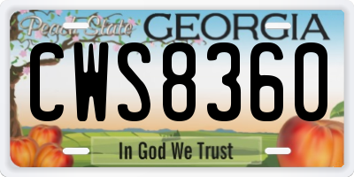 GA license plate CWS8360