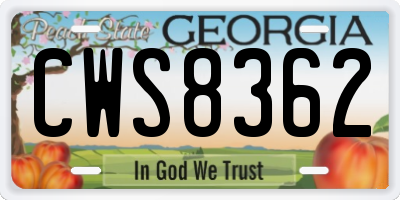 GA license plate CWS8362