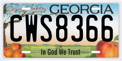 GA license plate CWS8366