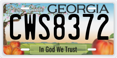 GA license plate CWS8372
