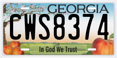 GA license plate CWS8374