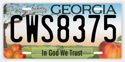 GA license plate CWS8375